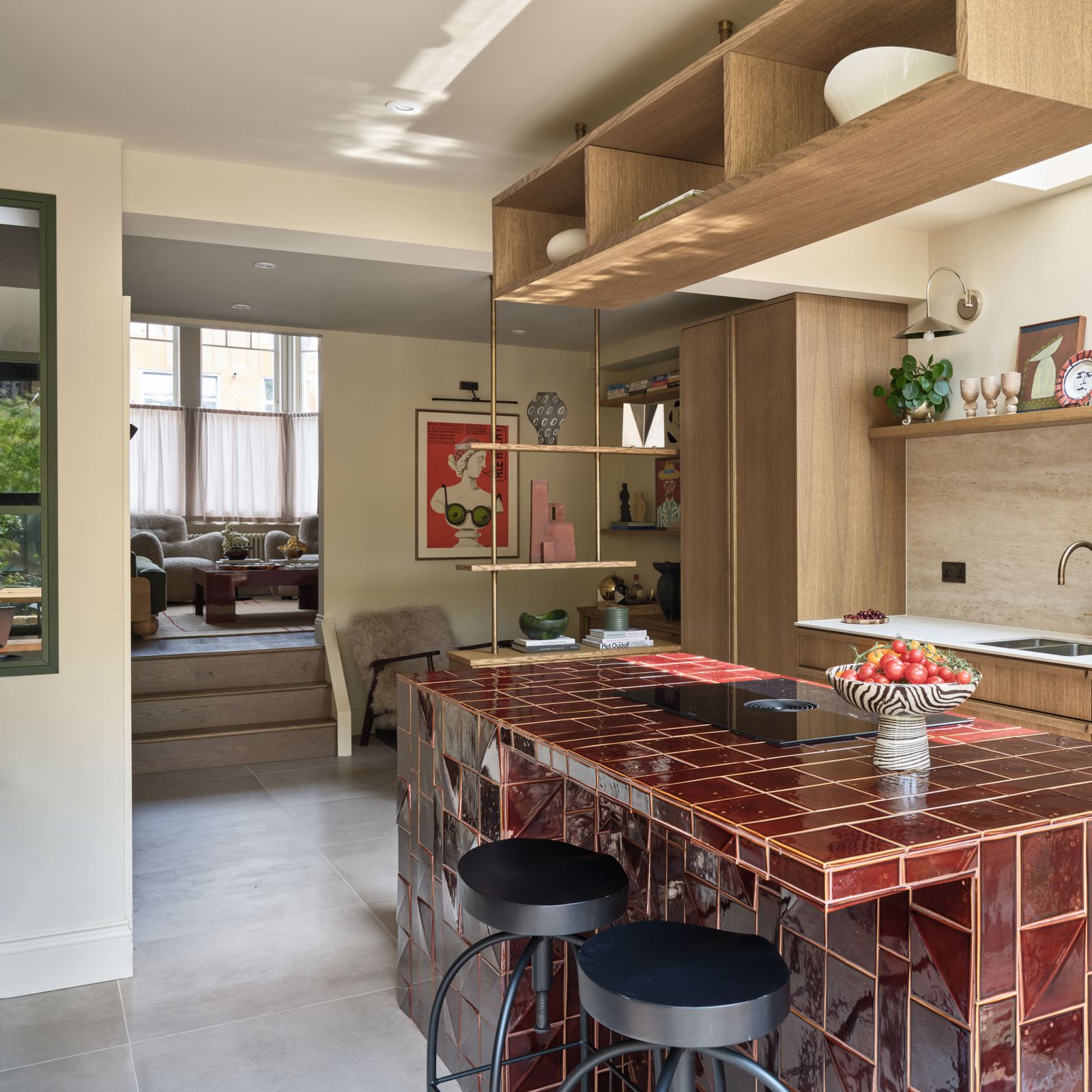 An opening was created between the lounge and kitchen to improve the cohesion between the spaces.