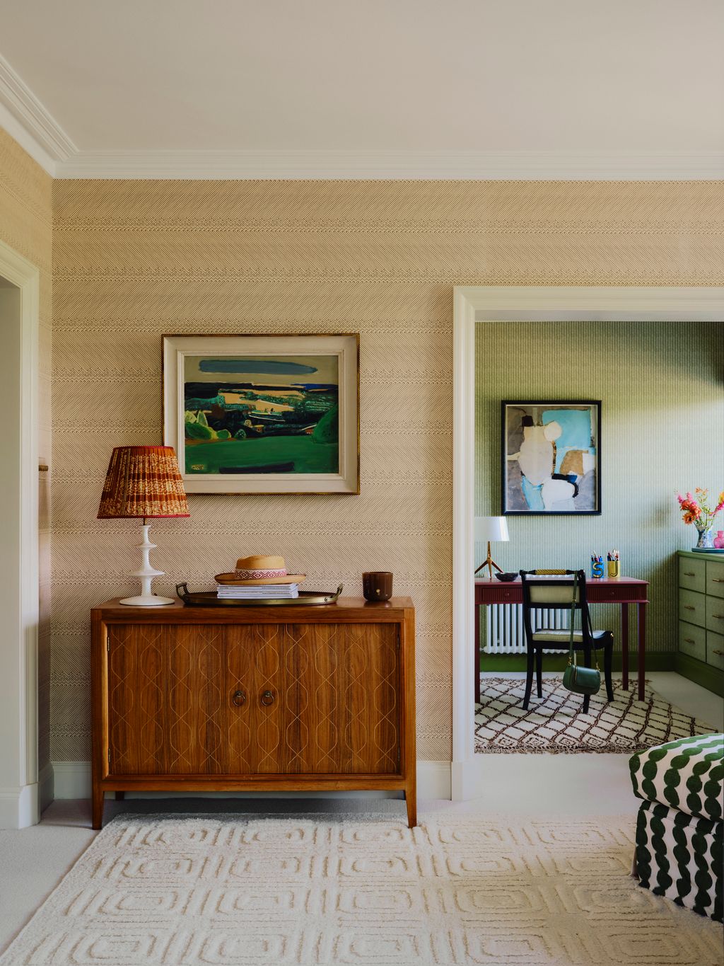 A glimpse from the main bedroom into the dressing room.