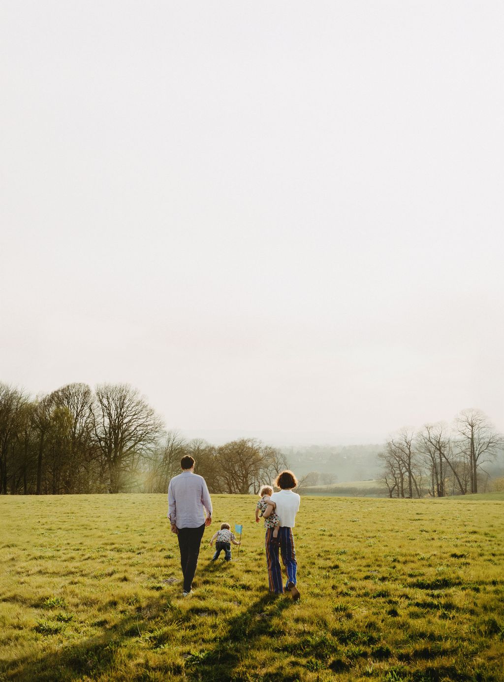 Walking in the hills above Petworth House with their children Arturo and Ramona.