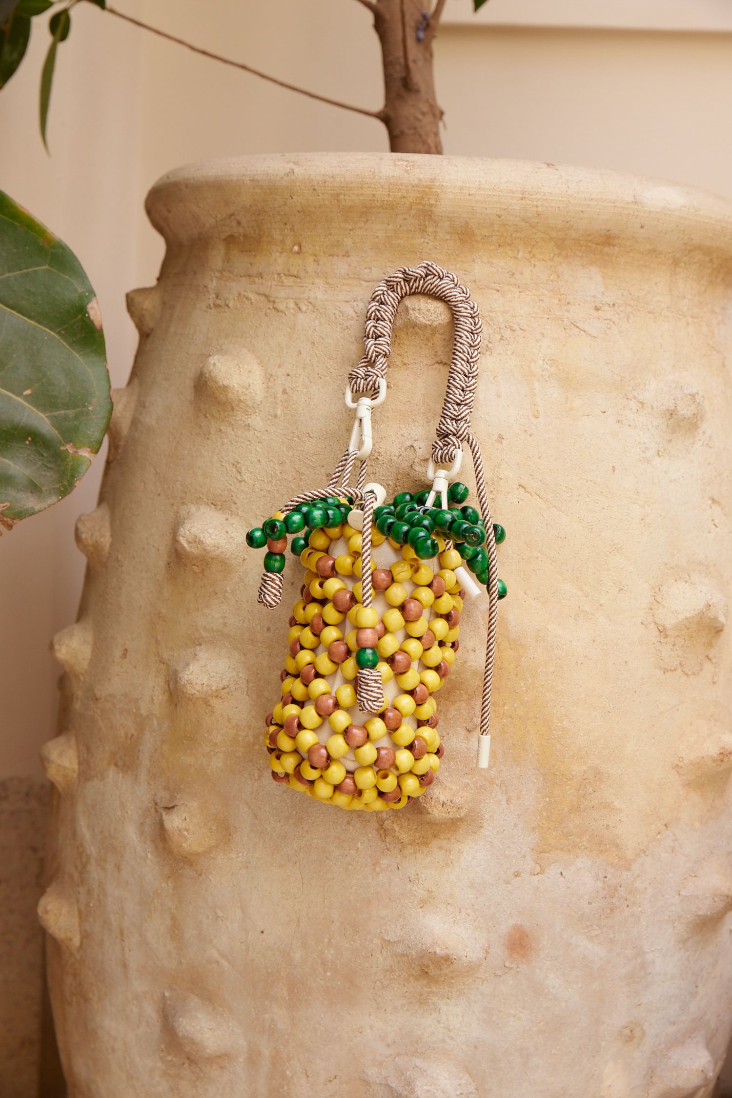 Wood bead pineapple mini bag