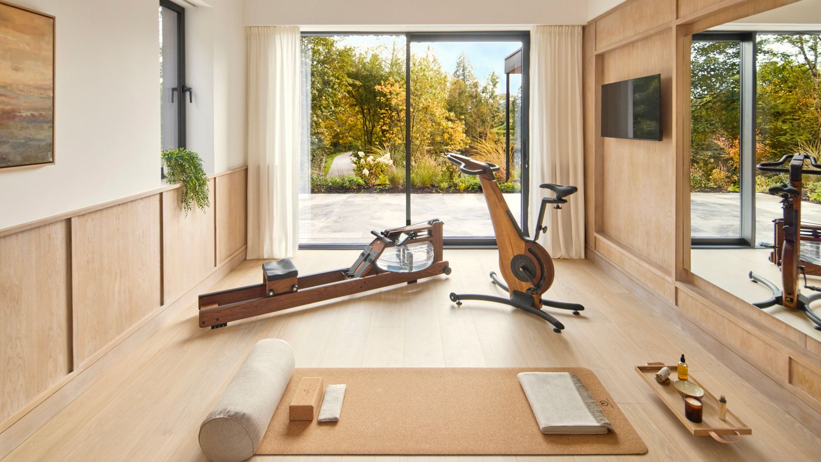 The woodlined indoor gym.