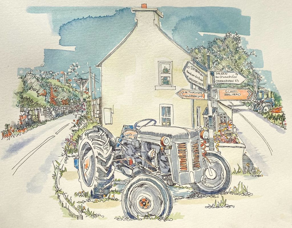 Image may contain Art Machine Wheel Drawing Tractor Transportation and Vehicle