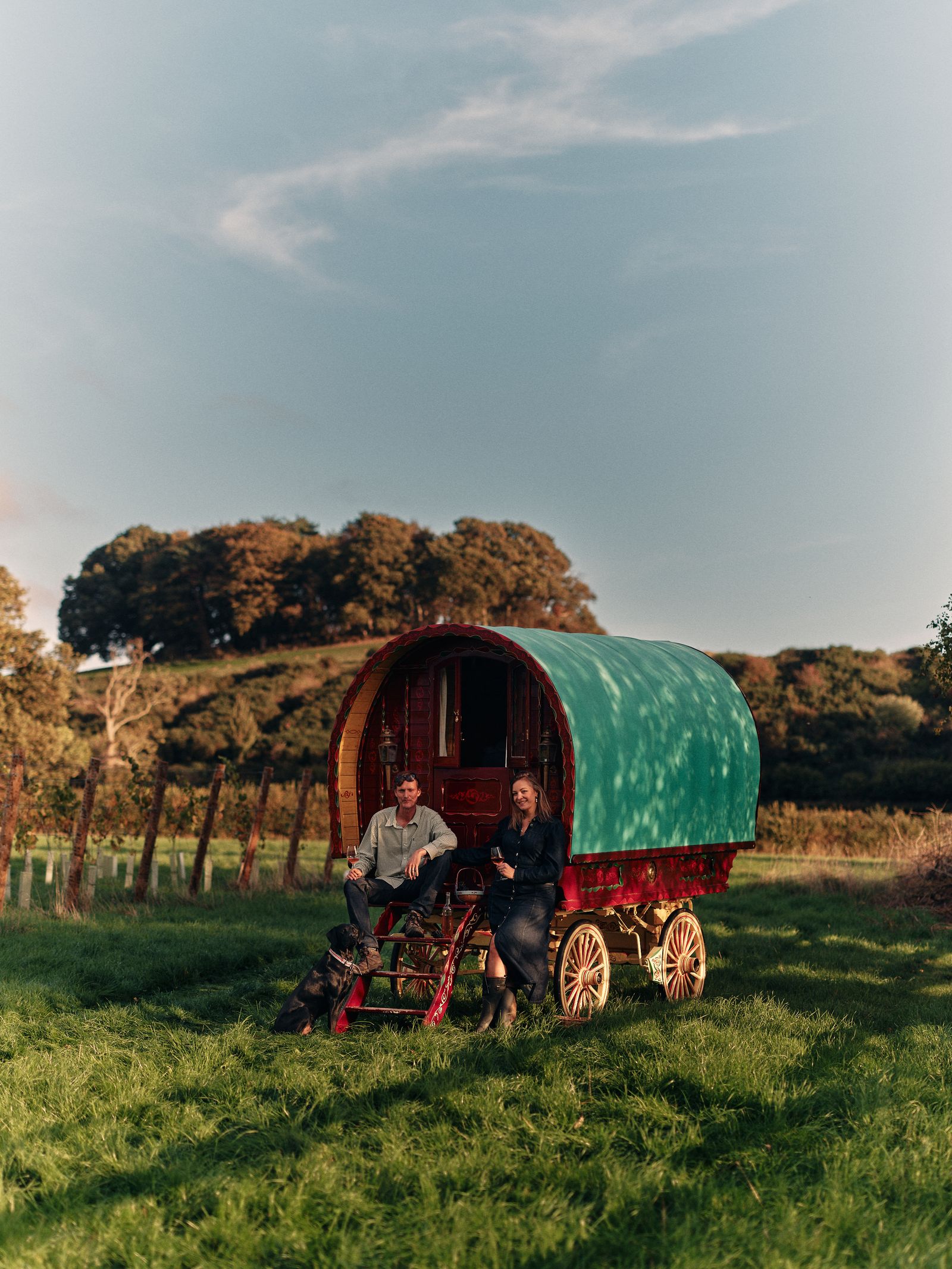 Image may contain Julie White Adult Person Grass Plant Machine Wheel Transportation Vehicle Wagon and Animal