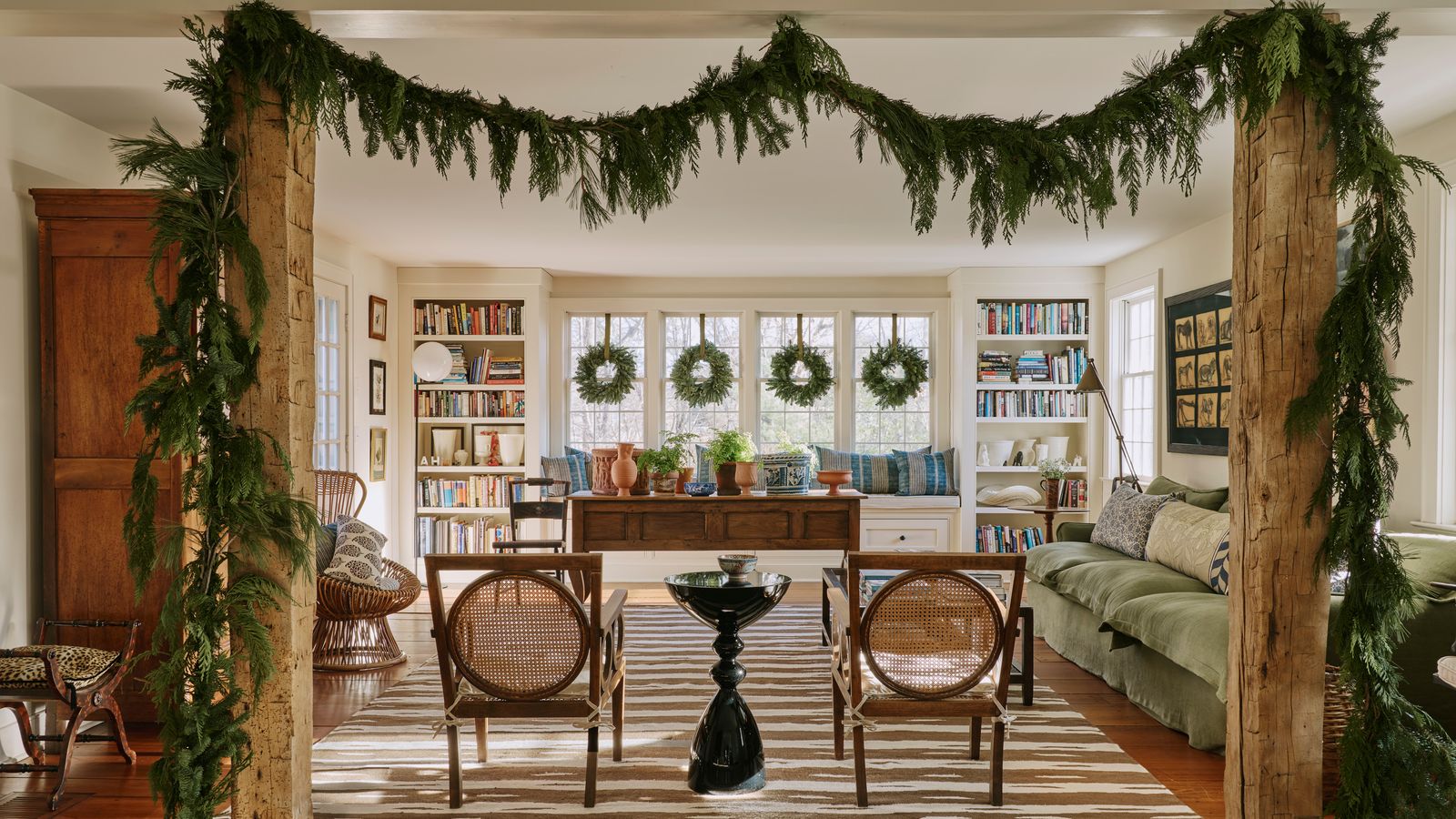 A writer's Connecticut house artfully dressed for Christmas